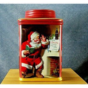 Coca Cola Holiday Portraits Santa Red Stoneware Canister Sakura 2002